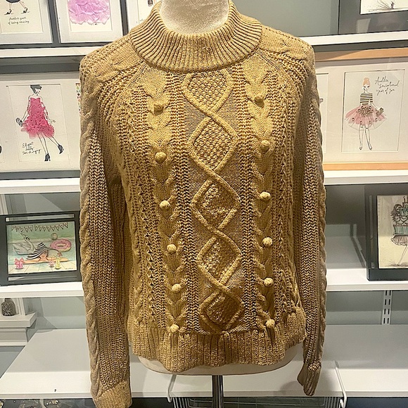 J. Crew Azra Pom Pom Cable Knit Lambswool Blend Pullover Sweater - Picture 2 of 16
